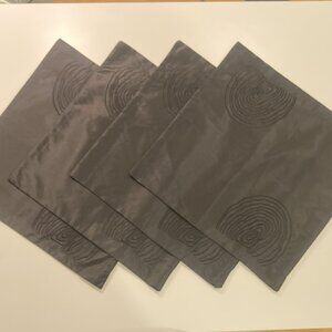 4 Black Throw Cushion Covers Embroidered with Spirals - 17 inches square